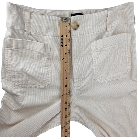 Maeve Anthropologie Colette Wide Leg Corduroy Pants 27 Ivory Cream High Rise - Picture 6 of 8